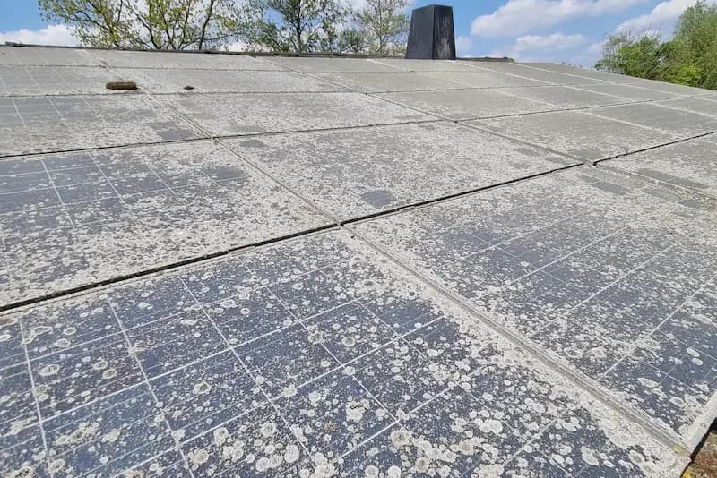 Zonnepanelen op een dak (Voor reinigen)