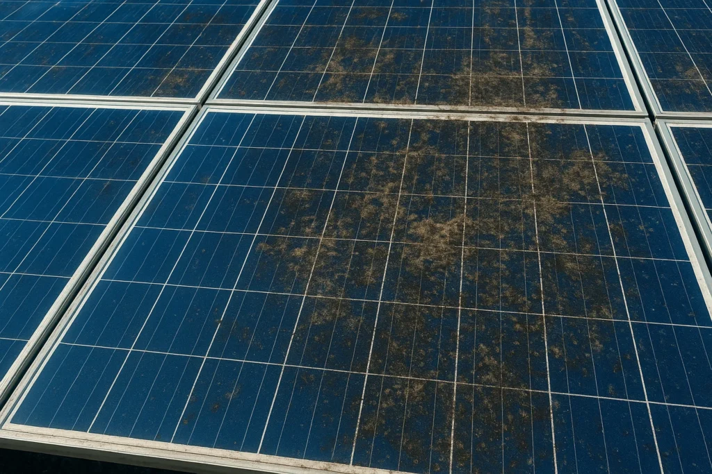 Pollution solar panels efficiency
