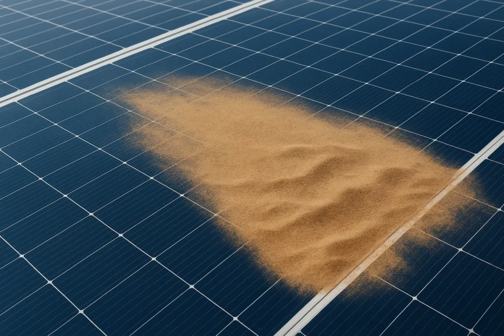 Sahara sand on solar panels